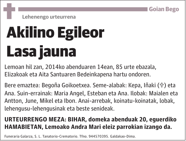 Akilino Egileor Lasa