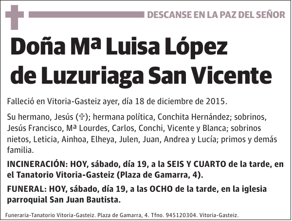 Mª Luisa López de Luzuriaga San Vicente