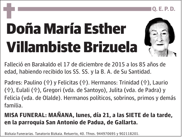 MarÃ­a Esther Villambiste Brizuela