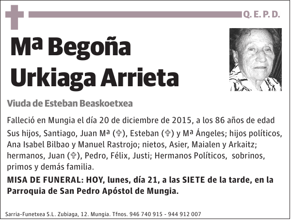 MÂª BegoÃ±a Urkiaga Arrieta