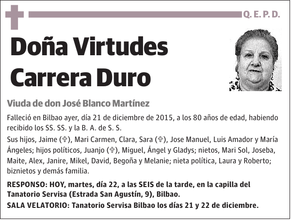 Virtudes Carrera Duro