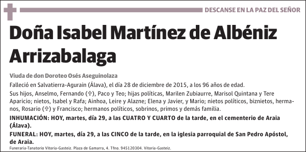 Isabel MartÃƒÂ­nez de AlbÃƒÂ©niz Arrizabalaga