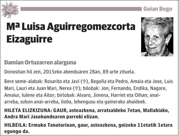 Mª Luisa Aguirregomezcorta Eizaguirre