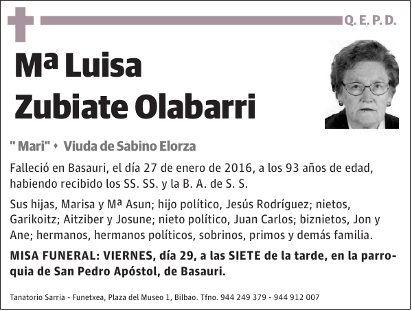 Mª Luisa Zubiate Olabarri