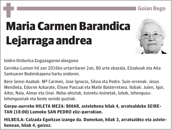 Maria Carmen Barandica Lejarraga