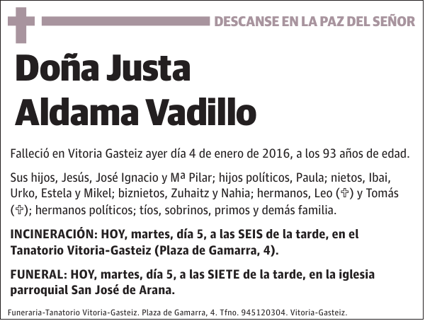 Justa Aldama Vadillo