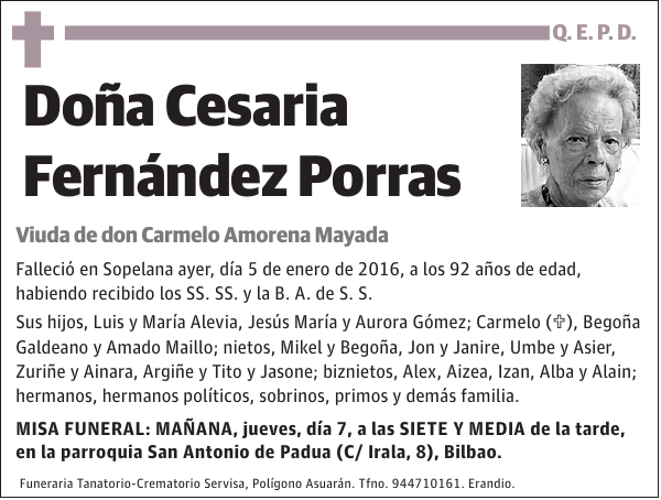 Cesaria Fernández Porras