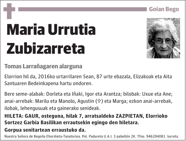 Maria Urrutia Zubizarreta