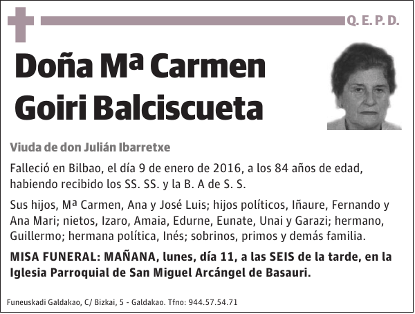 Mª Carmen Goiri Balciscueta