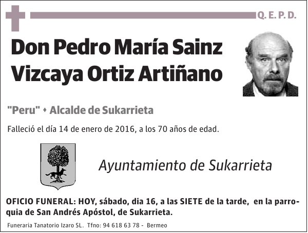 Pedro Maria Sainz Vizcaya Ortiz Artiñano