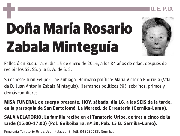 María Rosario Zabala Minteguía