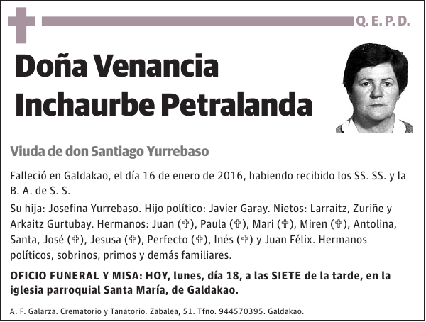 Venancia Inchaurbe Petralanda