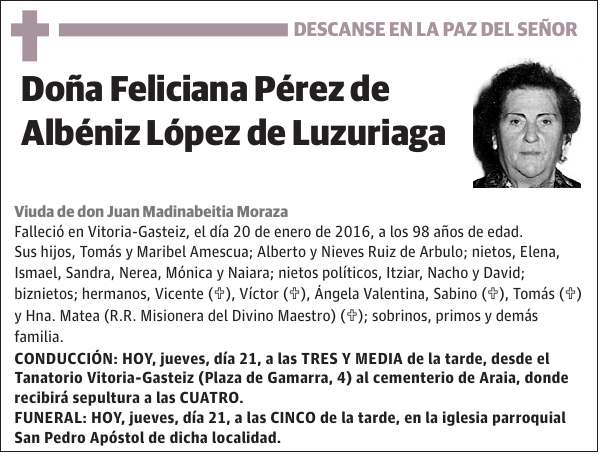 Feliciana Pérez de Albéniz López de Luzuriaga