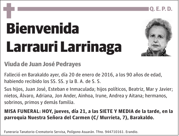 Bienvenida Larrauri Larrinaga