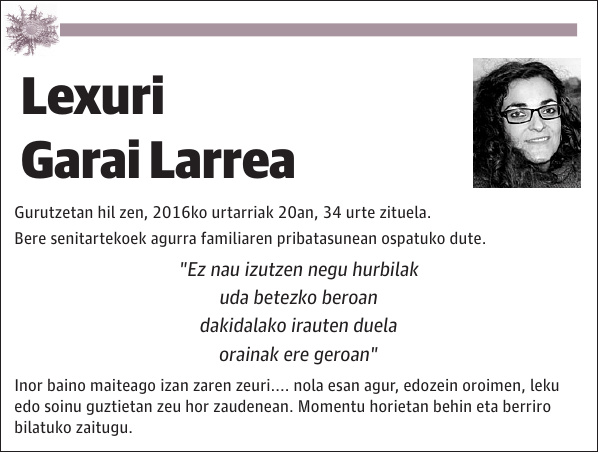 Lexuri Garai Larrea Gurutzetan