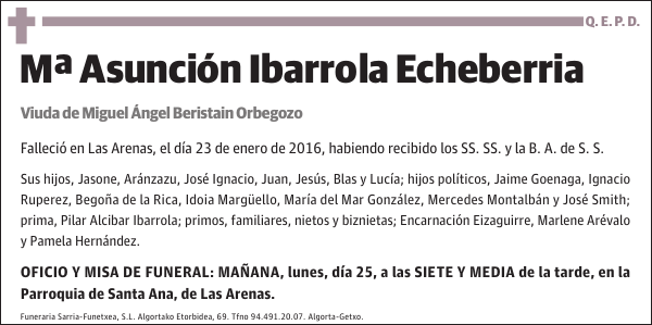 Mª Asunción Ibarrola Echeberria