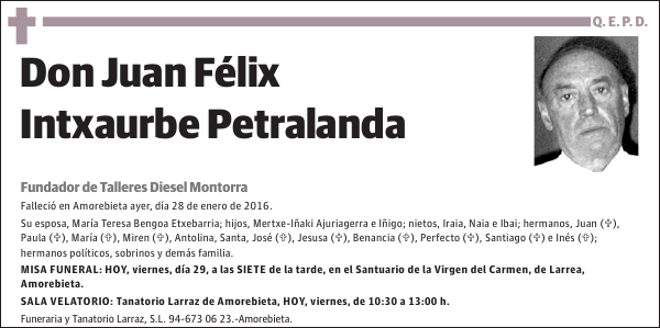 Juan Félix Intxaurbe Petralanda