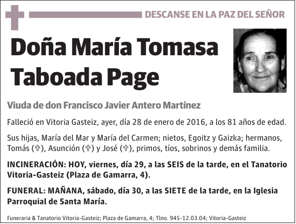 María Tomasa Taboada Page