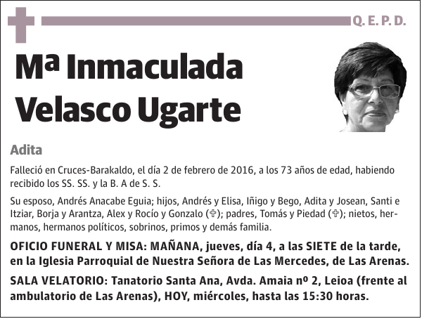 Mª Inmaculada Velasco Ugarte