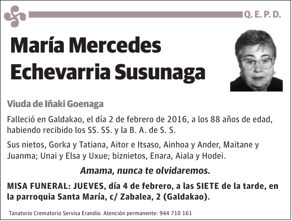 María Mercedes Echevarria Susunaga