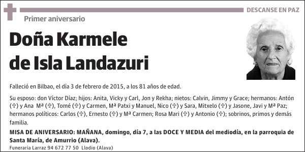 Karmele de Isla Landazuri