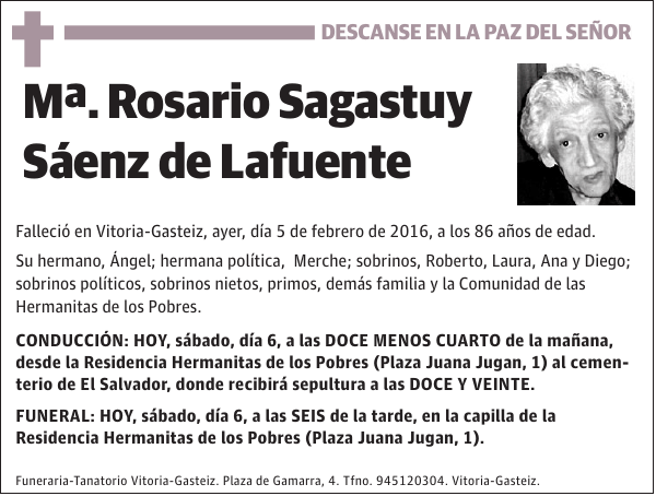 Mª. Rosario Sagastuy Sáenz de Lafuente