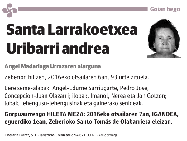 Santa Larrakoetxea Uribarri