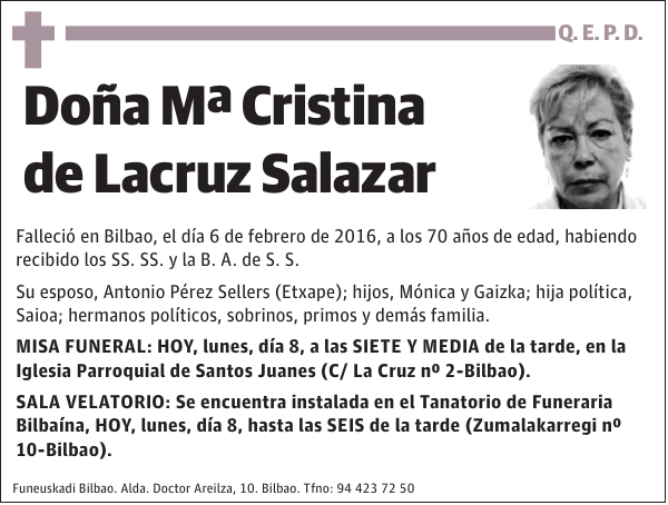 Mª Cristina de Lacruz Salazar