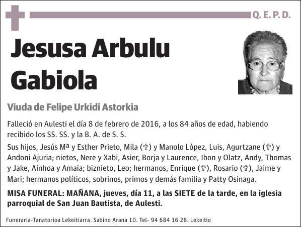 Jesusa Arbulu Gabiola