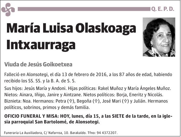 María Luisa Olaskoaga Intxaurraga