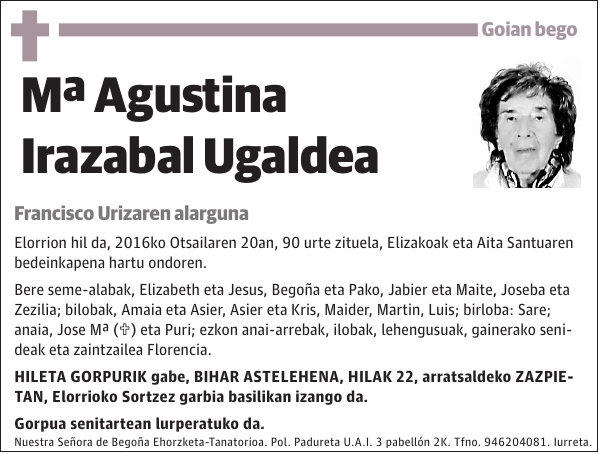 Mª Agustina Irazabal Ugaldea