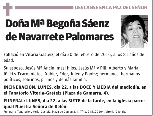 Mª Begoña Sáenz de Navarrete Palomares