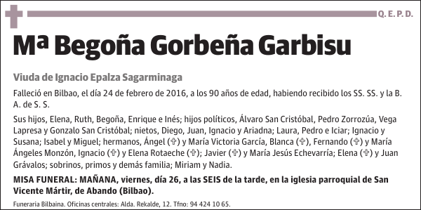 Mª Begoña Gorbeña Garbisu