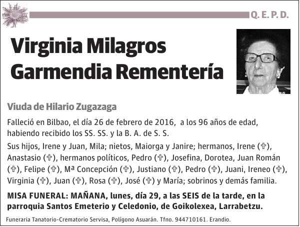 Virginia Milagros Garmendia Rementería