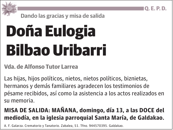 Eulogia Bilbao Uribarri