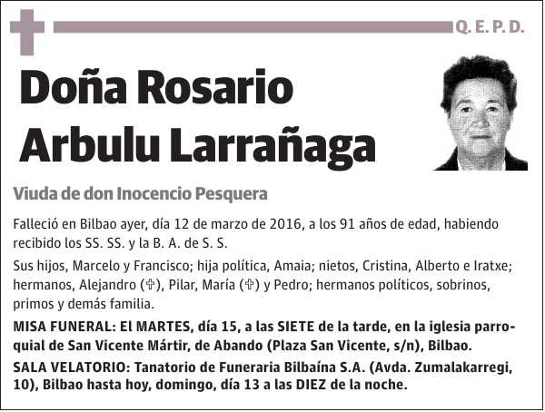 Rosario Arbulu Larrañaga