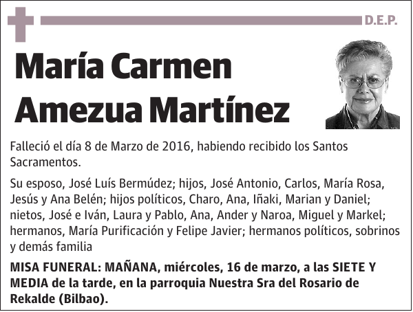 D.E.P. María Carmen Amezua Martínez