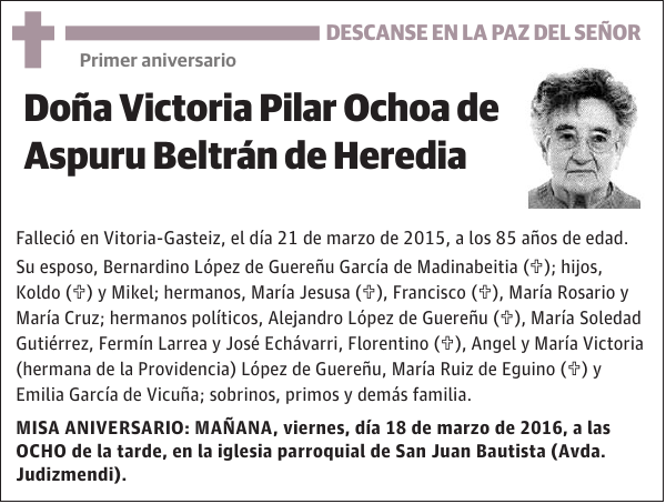 Victoria Pilar Ochoa de Aspuru Beltrán de Heredia