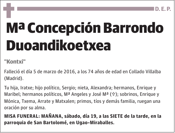 Mª Concepción Barrondo Duoandikoetxea