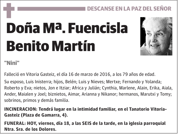 Mª. Fuencisla Benito Martín