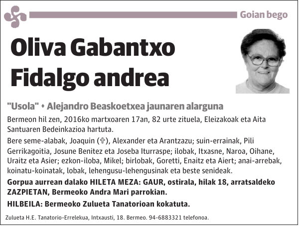 Oliva Gabantxo Fidalgo