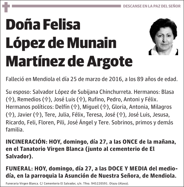 Felisa López de Munain Martínez de Argote