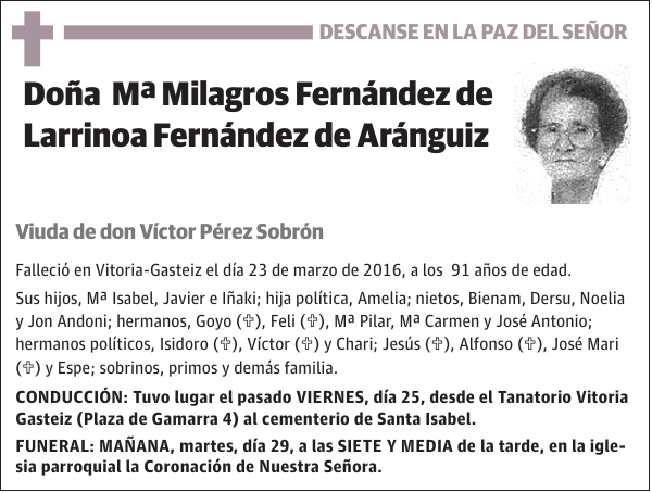 Mª Milagros Fernández de Larrinoa Fernández de Aránguiz