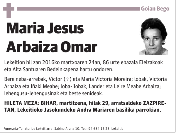 Maria Jesus Arbaiza Oma