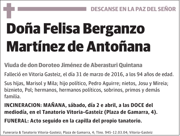 Felisa Berganzo Martínez de Antoñana