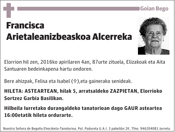 Francisca Arietaleanizbeaskoa Alcerreka