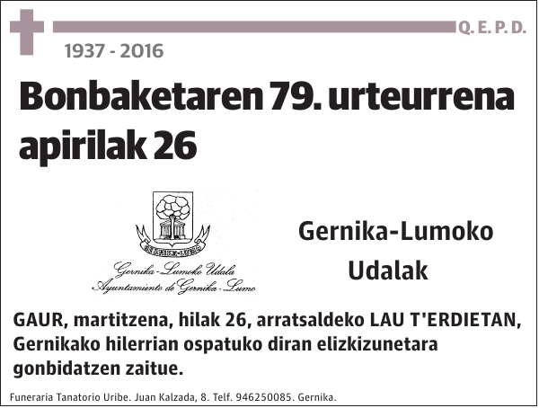 Bonbaketaren 79. urteurrena apirilak 26