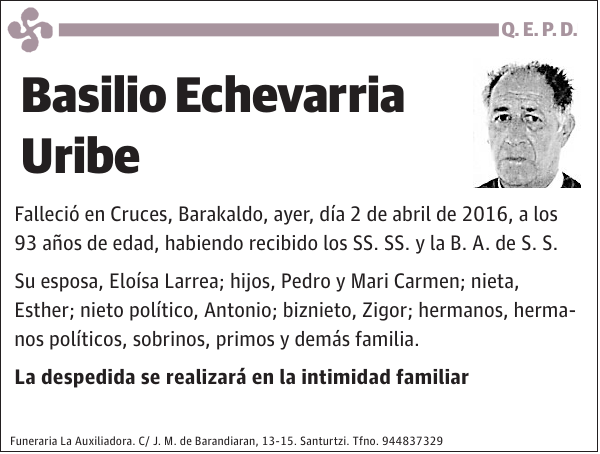 Basilio Echevarria Uribe