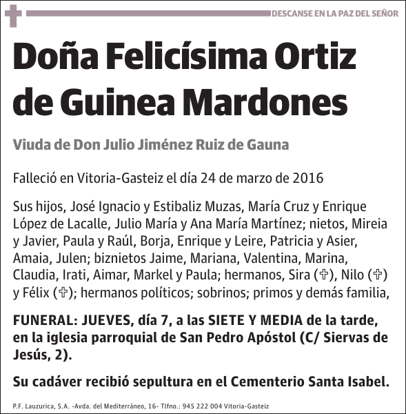 Felicísima Ortiz de Guinea Mardones