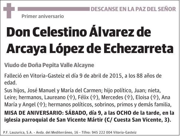 Celestino Álvarez de Arcaya López de Echezarreta